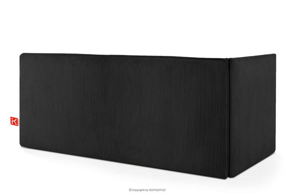 ROTI Łóżko z oparciem w tkaninie sztruks 90 cm czarny czarny - zdjęcie 3