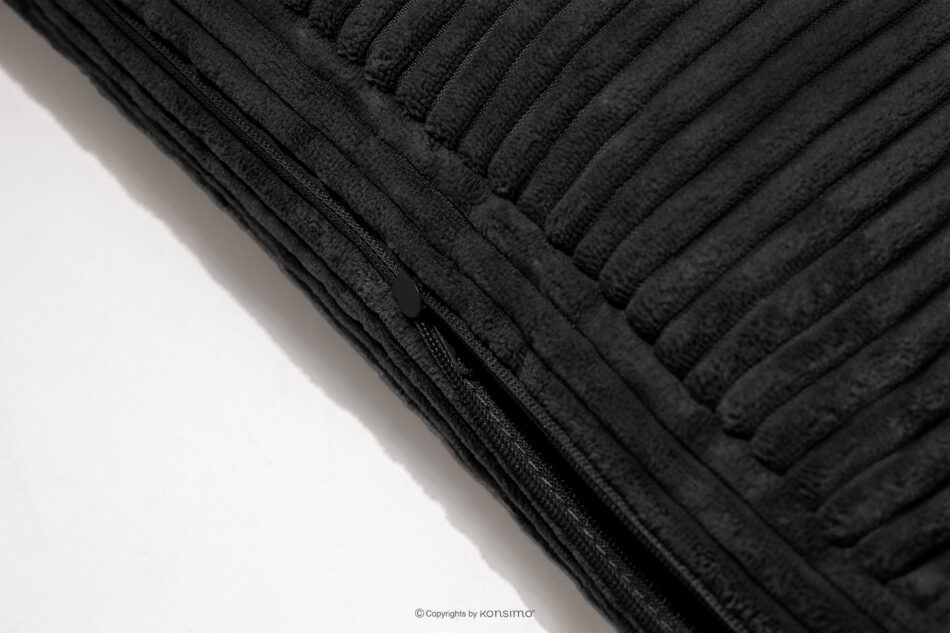 ROTI Łóżko z oparciem w tkaninie sztruks 90 cm czarny czarny - zdjęcie 10