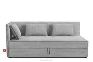 ROTI, https://konsimo.pl/kolekcja/roti/ Łóżko z oparciem w tkaninie sztruks 90 cm jasny szary jasny szary - zdjęcie