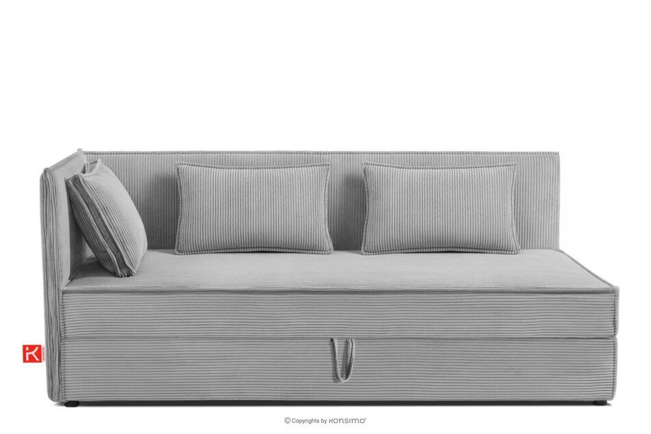 ROTI Łóżko z oparciem w tkaninie sztruks 90 cm jasny szary jasny szary - zdjęcie 0