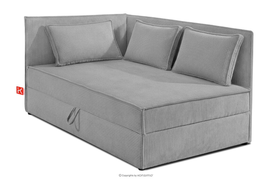 ROTI Łóżko z oparciem w tkaninie sztruks 90 cm jasny szary jasny szary - zdjęcie 2
