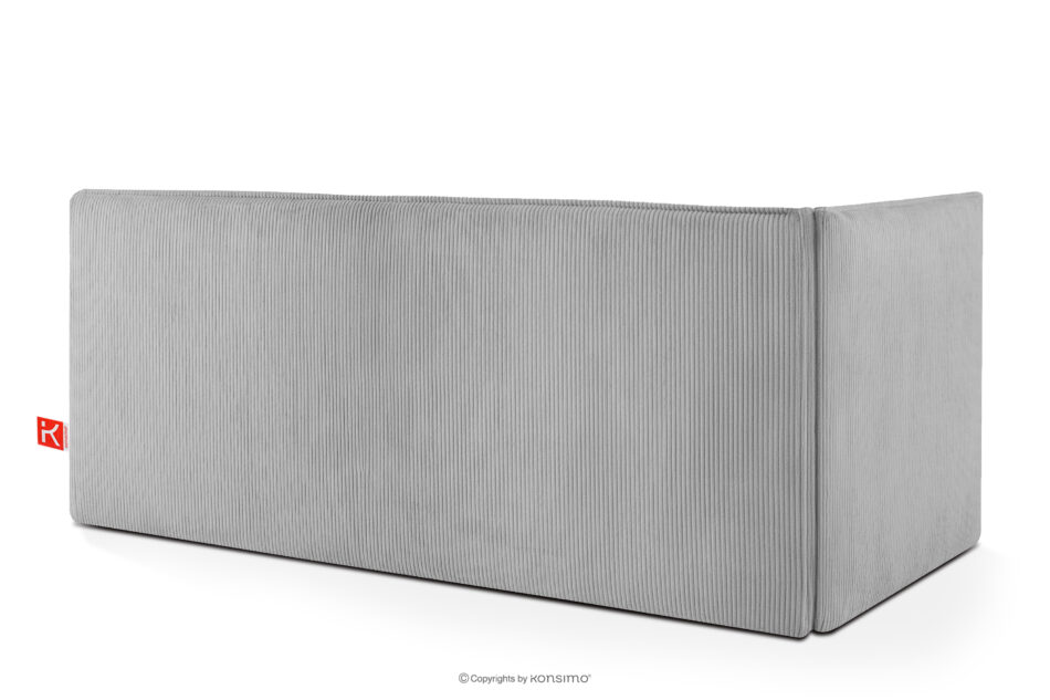 ROTI Łóżko z oparciem w tkaninie sztruks 90 cm jasny szary jasny szary - zdjęcie 3