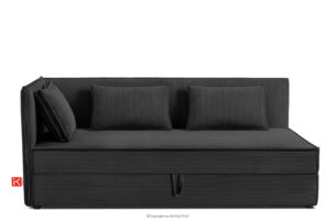 ROTI, https://konsimo.pl/kolekcja/roti/ Łóżko z oparciem w tkaninie sztruks 90 cm ciemny szary ciemny szary - zdjęcie