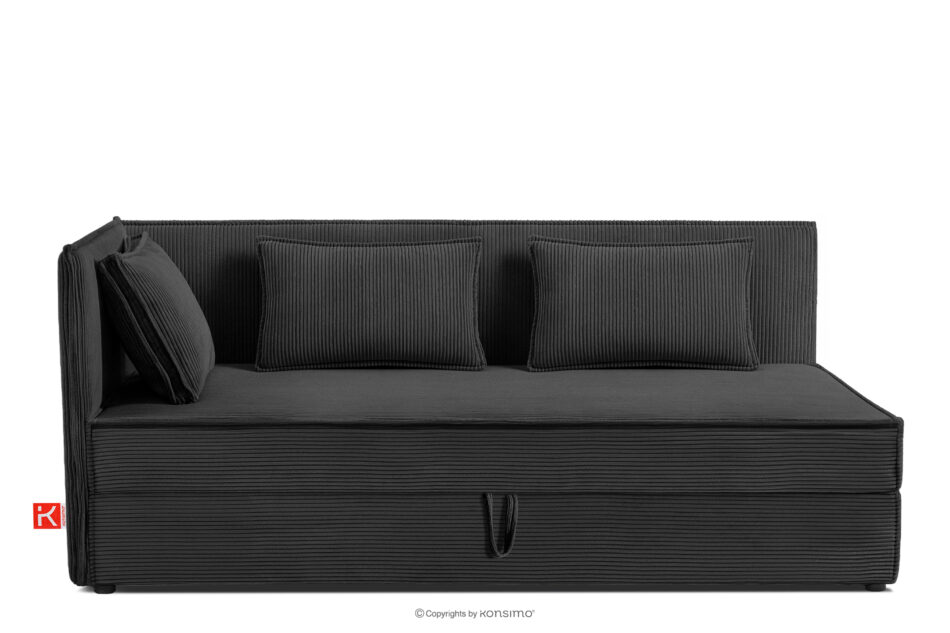 ROTI Łóżko z oparciem w tkaninie sztruks 90 cm ciemny szary ciemny szary - zdjęcie 0