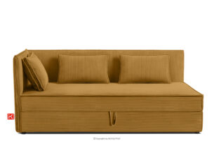 ROTI, https://konsimo.pl/kolekcja/roti/ Łóżko z oparciem w tkaninie sztruks 90 cm żółty żółty - zdjęcie