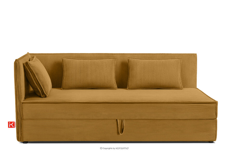 ROTI Łóżko z oparciem w tkaninie sztruks 90 cm żółty żółty - zdjęcie 0