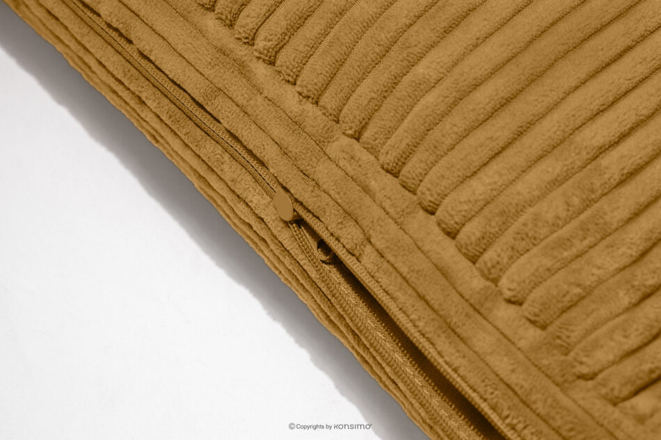 ROTI Łóżko z oparciem w tkaninie sztruks 90 cm żółty żółty - zdjęcie 10