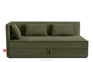 ROTI, https://konsimo.pl/kolekcja/roti/ Łóżko z oparciem w tkaninie sztruks 90 cm oliwkowy oliwkowy - zdjęcie