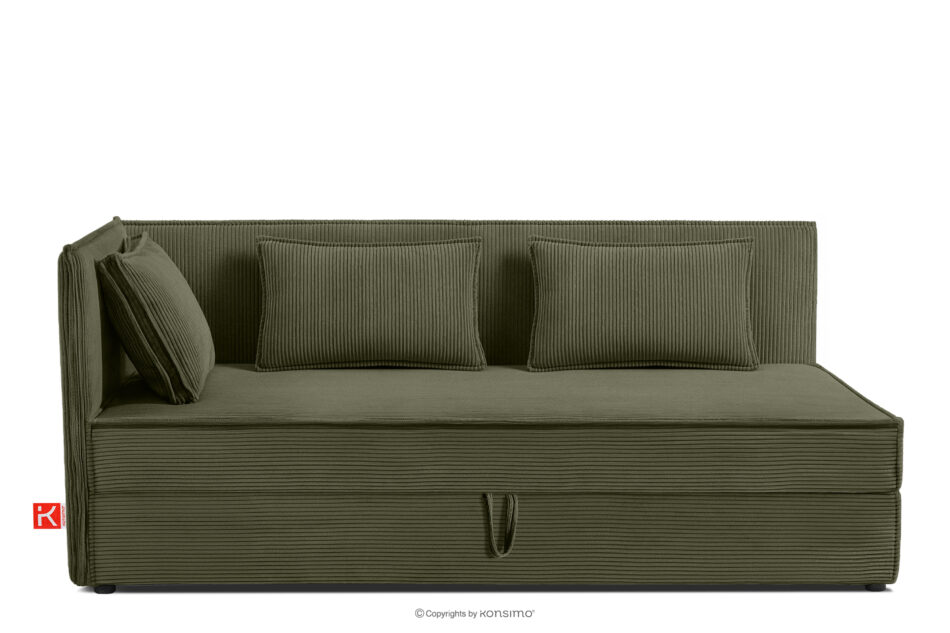 ROTI Łóżko z oparciem w tkaninie sztruks 90 cm oliwkowy oliwkowy - zdjęcie 0