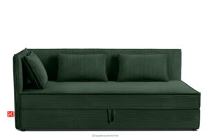 ROTI, https://konsimo.pl/kolekcja/roti/ Łóżko 90 cm dla nastolatka z oparciem w tkaninie sztruks ciemny zielony ciemny zielony - zdjęcie