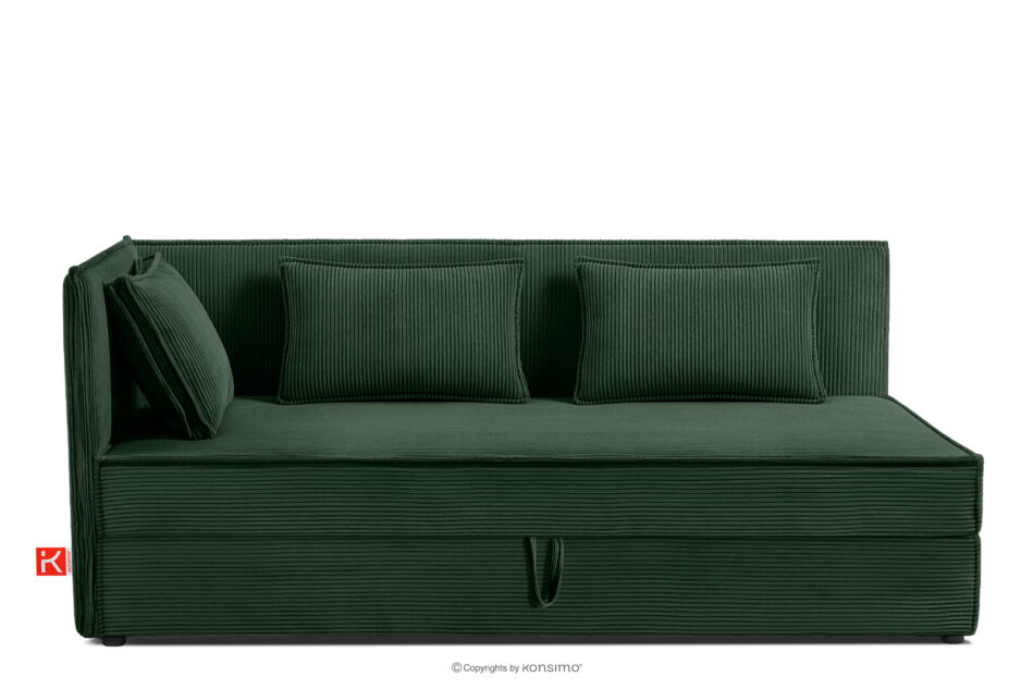 ROTI Łóżko 90 cm dla nastolatka z oparciem w tkaninie sztruks ciemny zielony ciemny zielony - zdjęcie 0