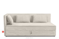 Łóżko 90 cm dla nastolatka z oparciem w tkaninie sztruks kremowy