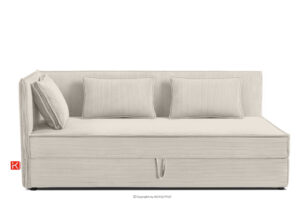 ROTI, https://konsimo.pl/kolekcja/roti/ Łóżko 90 cm dla nastolatka z oparciem w tkaninie sztruks kremowy kremowy - zdjęcie