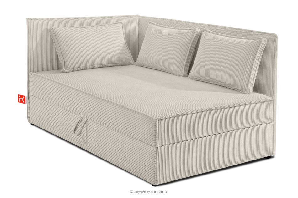 ROTI Łóżko 90 cm dla nastolatka z oparciem w tkaninie sztruks kremowy kremowy - zdjęcie 2