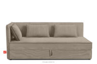 Łóżko 90 cm dla nastolatka z oparciem w tkaninie sztruks beżowy