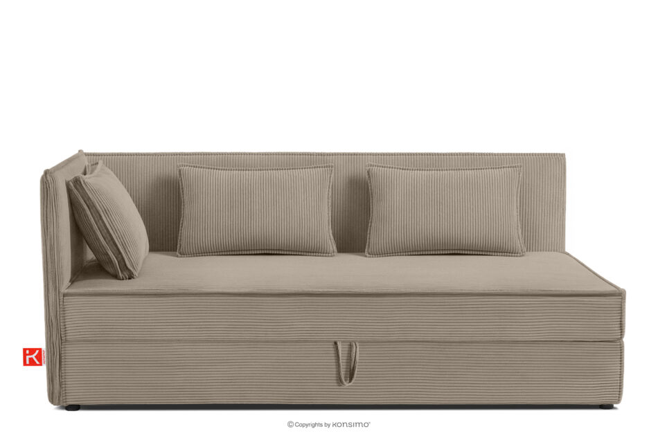 ROTI Łóżko 90 cm dla nastolatka z oparciem w tkaninie sztruks beżowy beżowy - zdjęcie 0