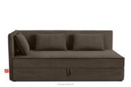 Łóżko 90 cm dla nastolatka z oparciem w tkaninie sztruks brązowy