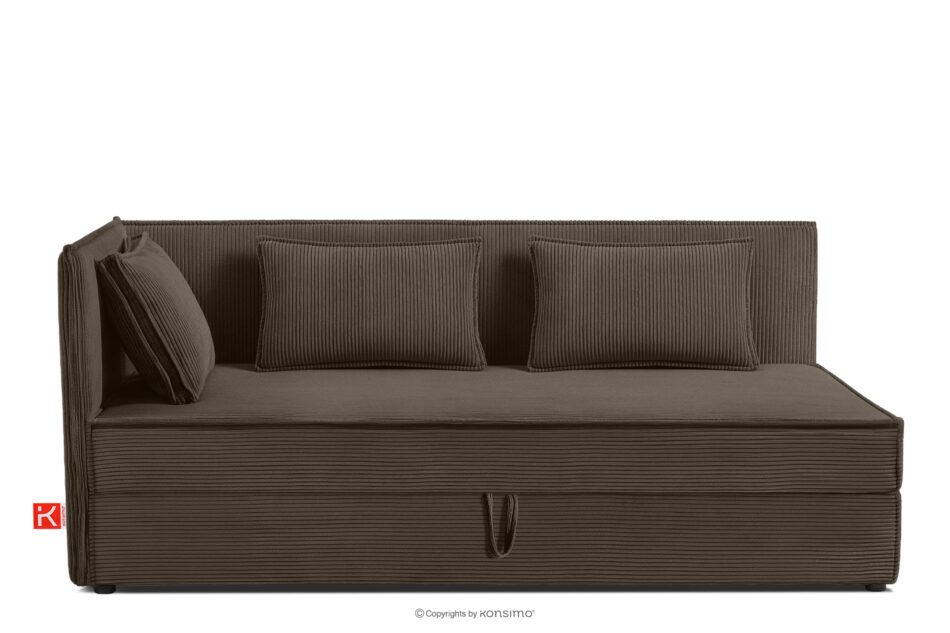 ROTI Łóżko 90 cm dla nastolatka z oparciem w tkaninie sztruks brązowy brązowy - zdjęcie 0