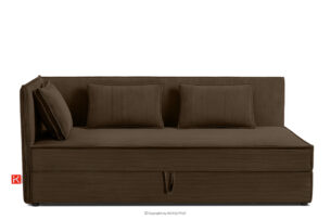 ROTI, https://konsimo.pl/kolekcja/roti/ Łóżko 90 cm z oparciem w tkaninie sztruks ciemny brązowy ciemny brązowy - zdjęcie