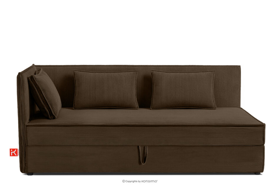 ROTI Łóżko 90 cm z oparciem w tkaninie sztruks ciemny brązowy ciemny brązowy - zdjęcie 0