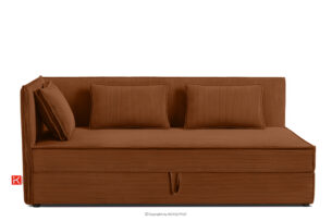 ROTI, https://konsimo.pl/kolekcja/roti/ Łóżko 90 cm z oparciem w tkaninie sztruks rudy rudy - zdjęcie