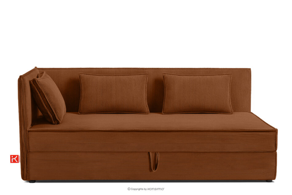 ROTI Łóżko 90 cm z oparciem w tkaninie sztruks rudy rudy - zdjęcie 0