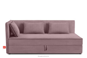 ROTI, https://konsimo.pl/kolekcja/roti/ Łóżko 90 cm z oparciem w tkaninie sztruks jasny fioletowy jasny fioletowy - zdjęcie