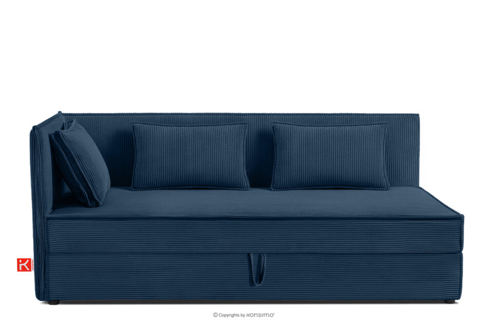 ROTI Łóżko 90 cm z oparciem w tkaninie sztruks granatowy granatowy - zdjęcie 0