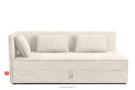 Łóżko 90 cm z oparciem w tkaninie sztruks ecru