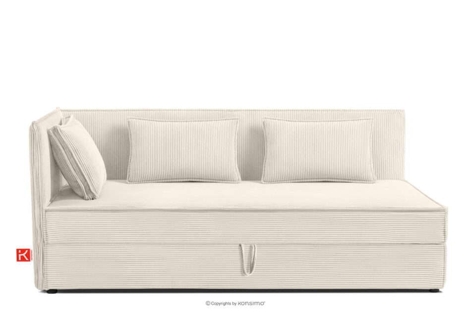 ROTI Łóżko 90 cm z oparciem w tkaninie sztruks ecru ecru - zdjęcie 0