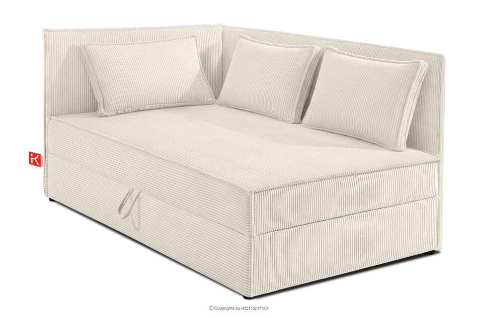 ROTI Łóżko 90 cm z oparciem w tkaninie sztruks ecru ecru - zdjęcie 2