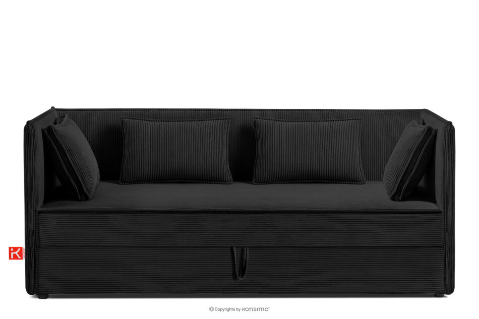 ROTI Łóżko typu sofa 90 cm w tkaninie sztruks czarny czarny - zdjęcie 0