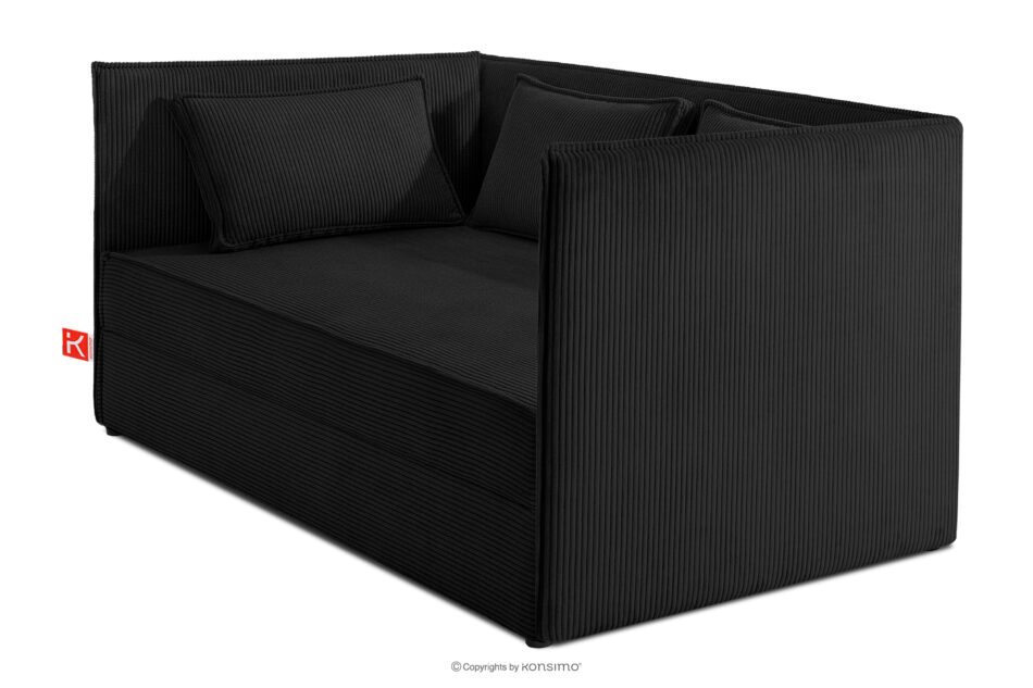 ROTI Łóżko typu sofa 90 cm w tkaninie sztruks czarny czarny - zdjęcie 2