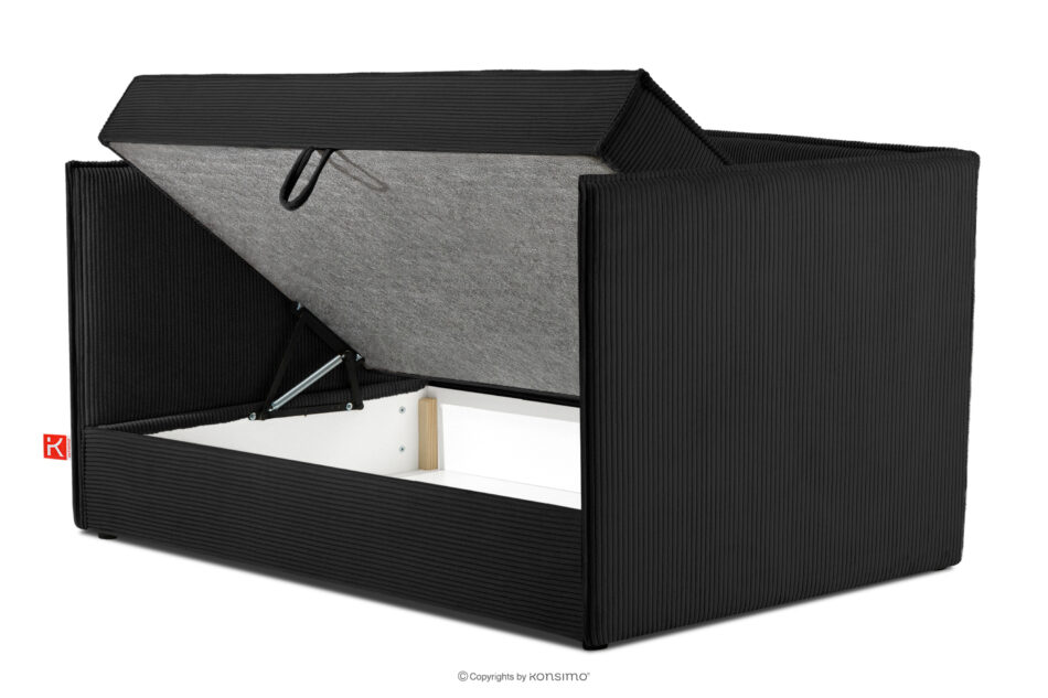 ROTI Łóżko typu sofa 90 cm w tkaninie sztruks czarny czarny - zdjęcie 4