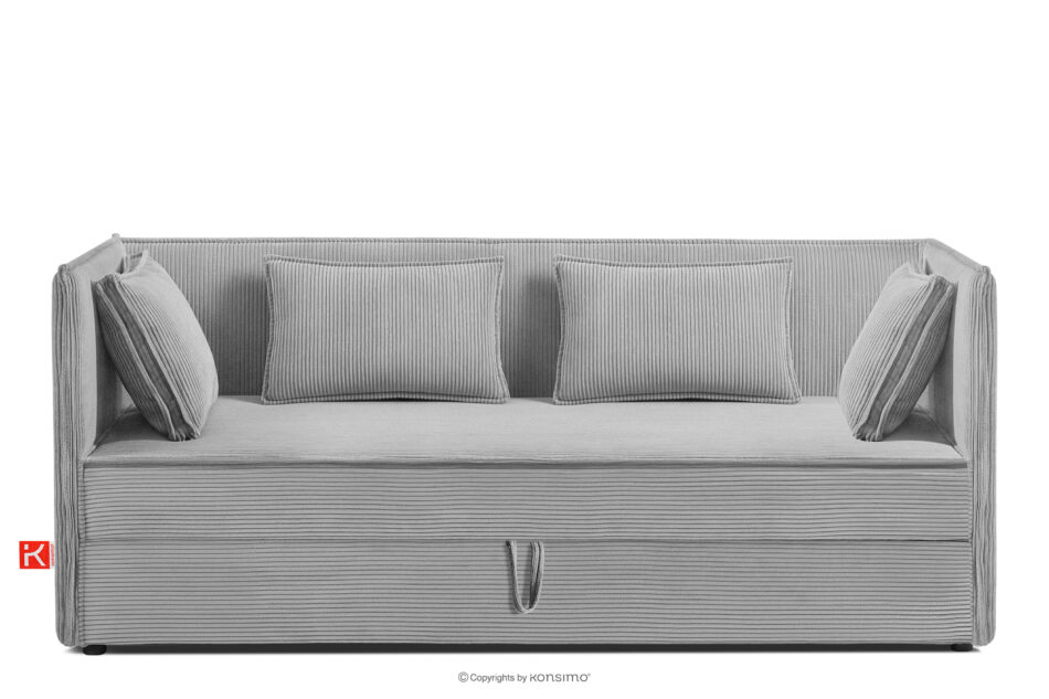 ROTI Łóżko typu sofa 90 cm w tkaninie sztruks jasny szary jasny szary - zdjęcie 0