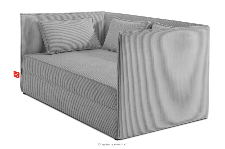 ROTI Łóżko typu sofa 90 cm w tkaninie sztruks jasny szary jasny szary - zdjęcie 2