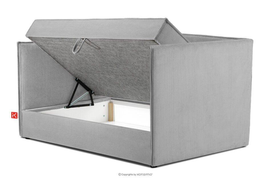ROTI Łóżko typu sofa 90 cm w tkaninie sztruks jasny szary jasny szary - zdjęcie 4