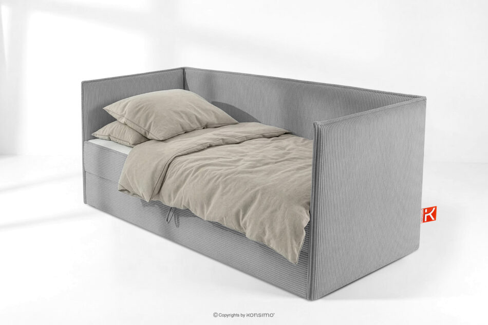 ROTI Łóżko typu sofa 90 cm w tkaninie sztruks jasny szary jasny szary - zdjęcie 1