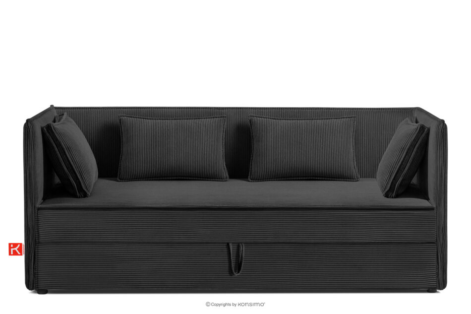 ROTI Łóżko typu sofa 90 cm w tkaninie sztruks ciemny szary ciemny szary - zdjęcie 0