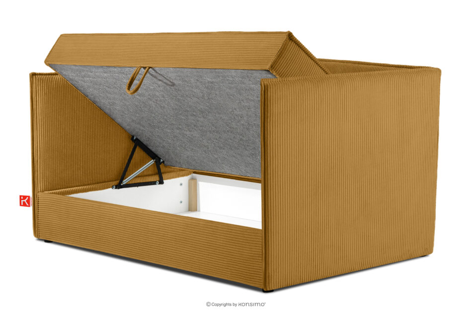 ROTI Łóżko typu sofa 90 cm w tkaninie sztruks żółty żółty - zdjęcie 4