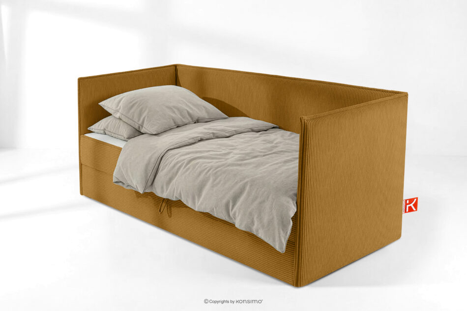 ROTI Łóżko typu sofa 90 cm w tkaninie sztruks żółty żółty - zdjęcie 1