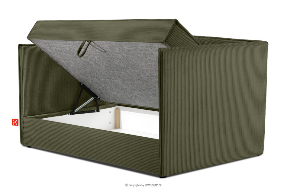 ROTI Łóżko typu sofa 90 cm w tkaninie sztruks oliwkowy oliwkowy - zdjęcie 4
