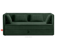 Łóżko dla nastolatka typu sofa w tkaninie sztruks 90 cm ciemny zielony