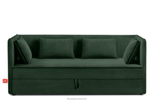 ROTI, https://konsimo.pl/kolekcja/roti/ Łóżko dla nastolatka typu sofa w tkaninie sztruks 90 cm ciemny zielony ciemny zielony - zdjęcie