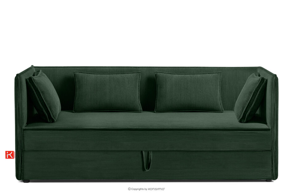 ROTI Łóżko dla nastolatka typu sofa w tkaninie sztruks 90 cm ciemny zielony ciemny zielony - zdjęcie 0