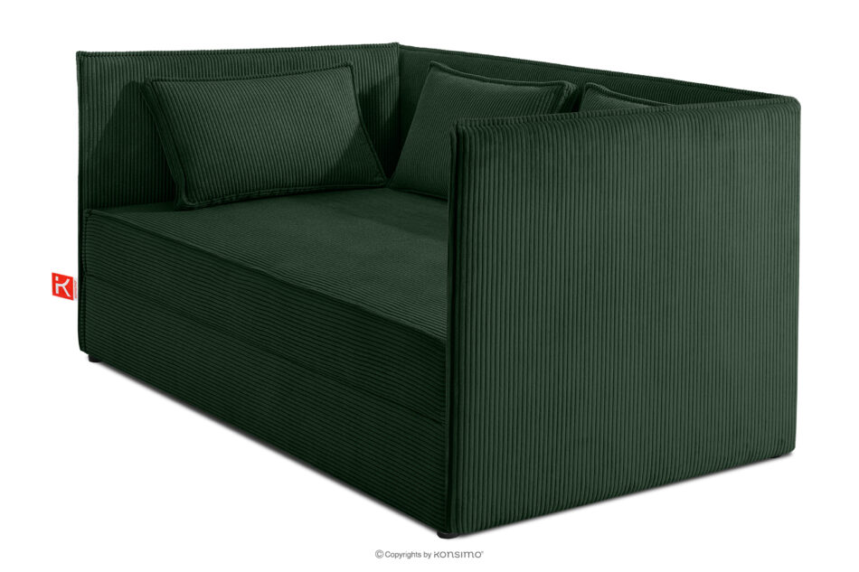 ROTI Łóżko dla nastolatka typu sofa w tkaninie sztruks 90 cm ciemny zielony ciemny zielony - zdjęcie 2