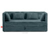 ROTI Łóżko dla nastolatka typu sofa w tkaninie sztruks 90 cm niebieski niebieski - zdjęcie 1