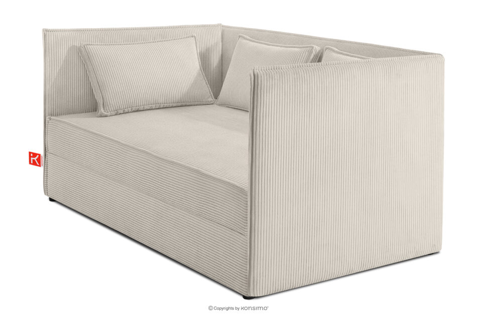 ROTI Łóżko dla nastolatka typu sofa w tkaninie sztruks 90 cm kremowy kremowy - zdjęcie 2