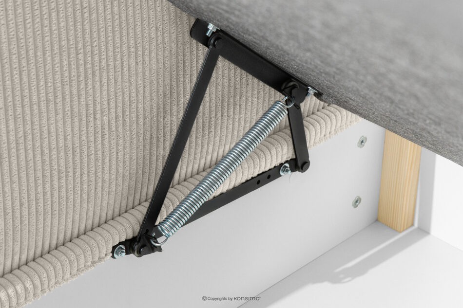 ROTI Łóżko dla nastolatka typu sofa w tkaninie sztruks 90 cm kremowy kremowy - zdjęcie 6