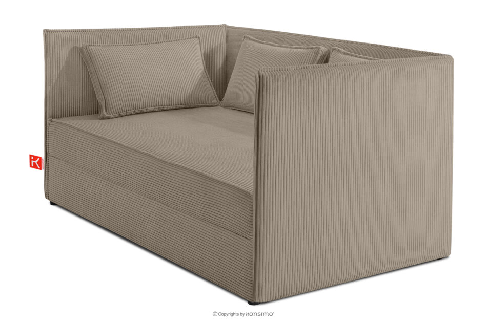 ROTI Łóżko dla nastolatka typu sofa w tkaninie sztruks 90 cm beżowy beżowy - zdjęcie 2